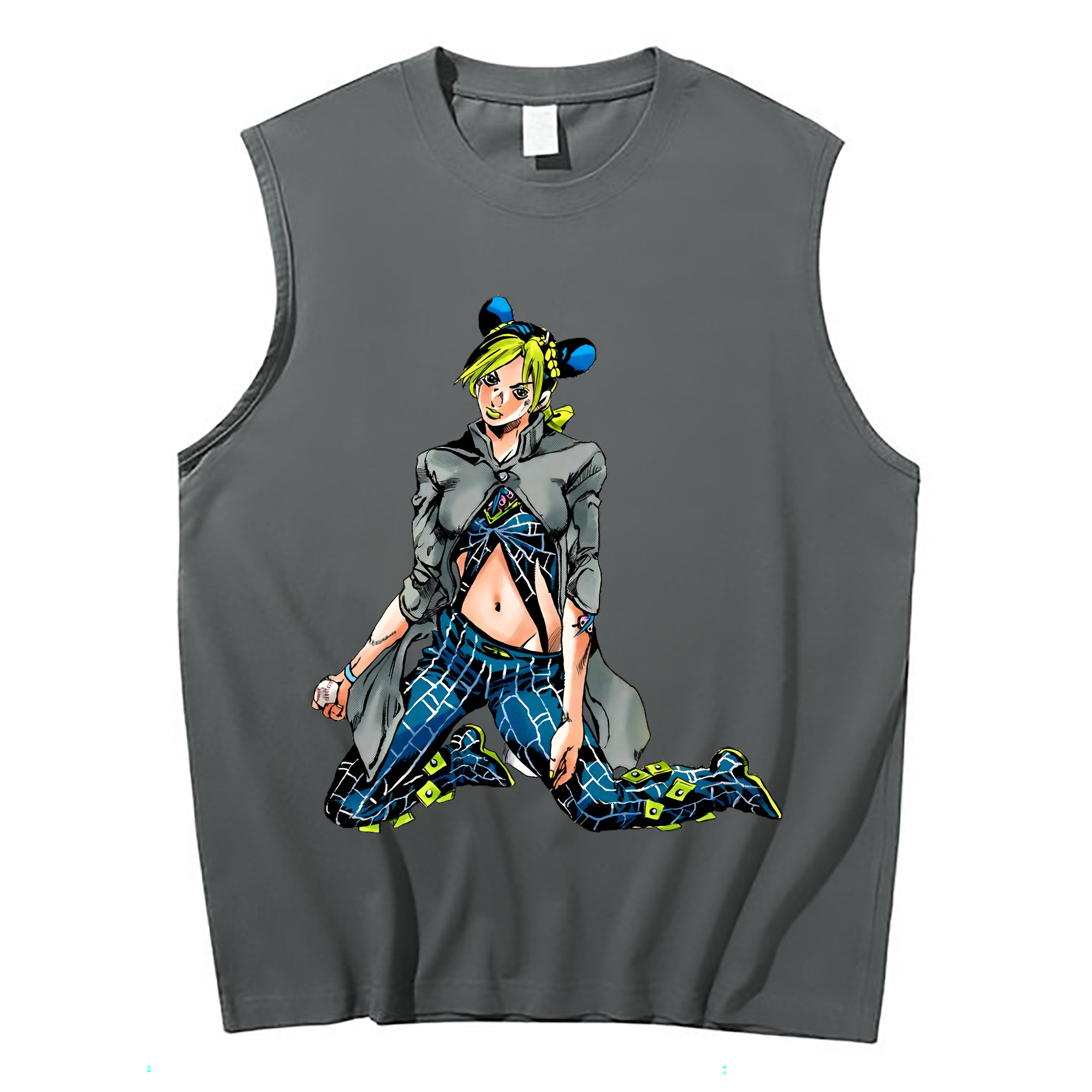 （画像用） "ジョジョの奇妙な冒険 くうじょう ジョリーン JoJo's Bizarre Adventure Jolyne Cujoh " コットン100％タンクトップ（フロントプリント）